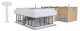 Wayne Bros. Ford Dealership -- Kit - 8-7/8 x 12-1/8 x 3-7/8′ 22.5 x 30 x 9.8cm, HO, Walthers Cornerstone 3483