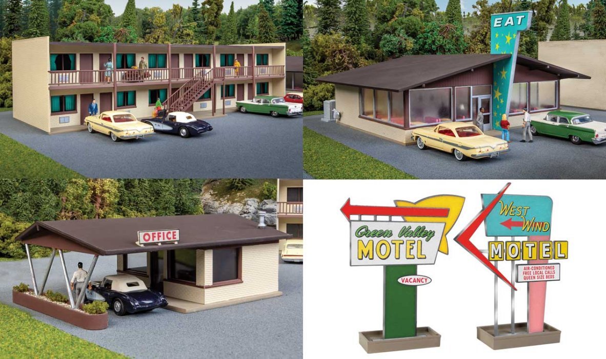 Vintage Motor Hotel with Office and Restaurant -- Kit, HO, Walthers Cornerstone 3487