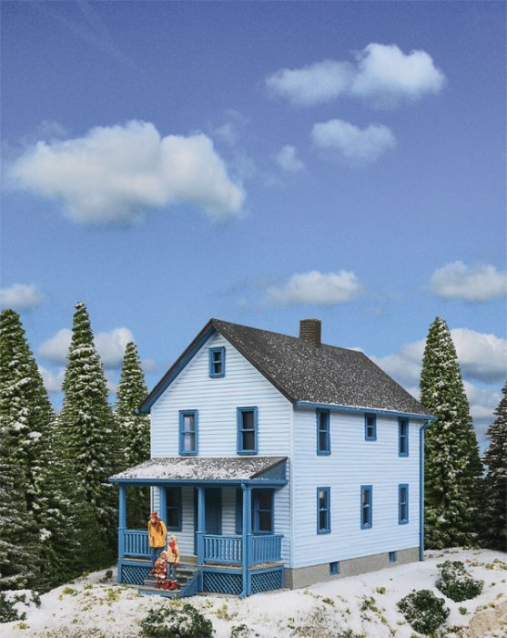 Two-Story Frame House -- Kit - 5 x 2-1/2 x 4-1/16′ 12.7 x 6.3 x 10.3cm, HO, Walthers Cornerstone 3786