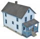 Two-Story Frame House -- Kit - 5 x 2-1/2 x 4-1/16′ 12.7 x 6.3 x 10.3cm, HO, Walthers Cornerstone 3786