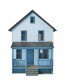 Two-Story Frame House -- Kit - 5 x 2-1/2 x 4-1/16′ 12.7 x 6.3 x 10.3cm, HO, Walthers Cornerstone 3786