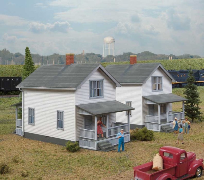 Company House pkg(2) -- Kit - Each: 6-7/16 x 2-13/16 x 3-3/4′ 16.3 x 7.1 x 9.4cm, HO, Walthers Cornerstone 3790