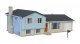 Split-Level House -- Kit - 7-1/4 x 3-3/4 x 2-9/16′ 18.4 x 9.5 x 6.5cm, HO, Walthers Cornerstone 3794