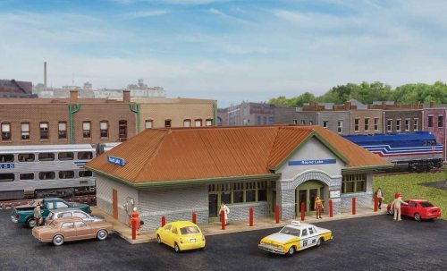 Modern Suburban Station -- Kit - 5-3/4 x 3-5/8 x 1-3/4′ 14.6 x 9.2 x 4.4cm, N, Walthers Cornerstone 3887