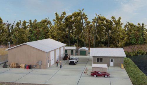 Vehicle Maintenance Facility -- Kit - Set of five buildings, HO, Walthers Cornerstone 4122