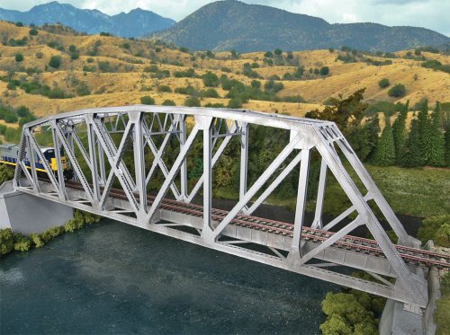 Arched Pratt Truss Railroad Bridge -- Single-Track - Kit - 23 x 3-1/16 x 5-1/4′ 58.4 x 7.8 , HO, Walthers Cornerstone 4521