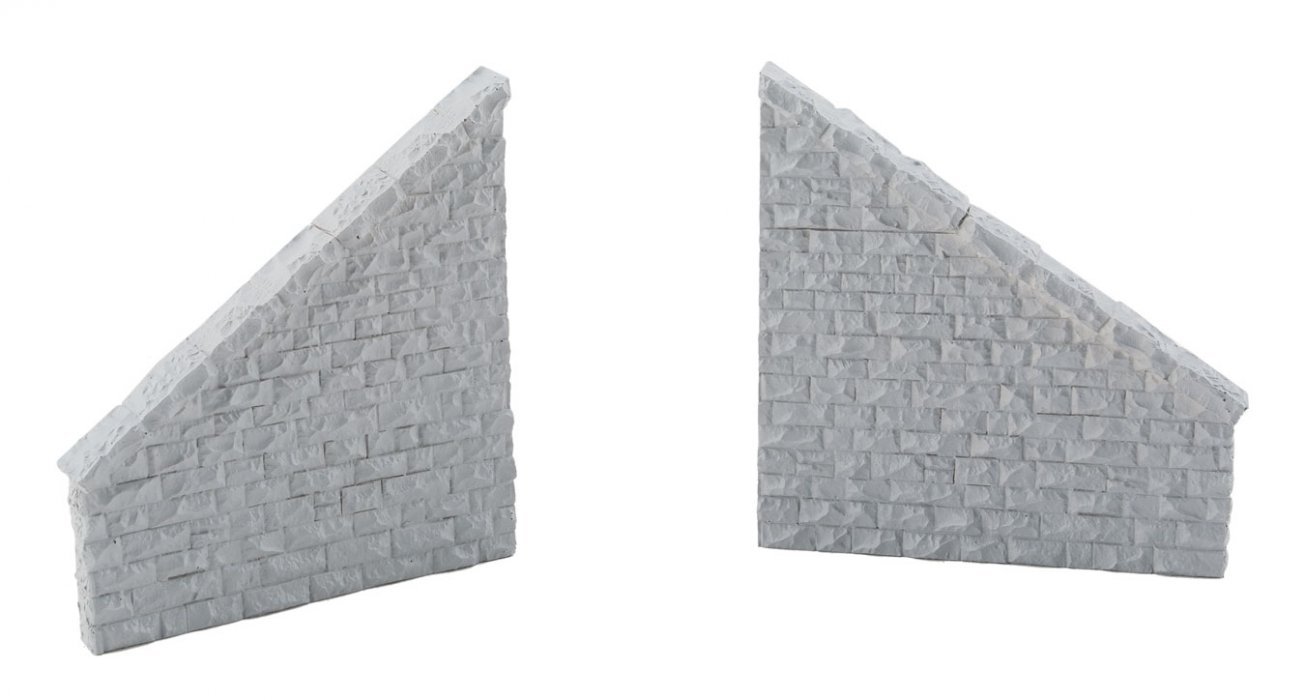 Railroad Bridge Stone Wing Walls - Resin Casting -- One Each Left & Right Approximately: 3-3, HO, Walthers Cornerstone 4586