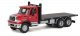 International(R) 7600 3-Axle Flatbed Truck - Assembled -- Red Cab, Black Flatbed, HO, Walthers SceneMaster 11652