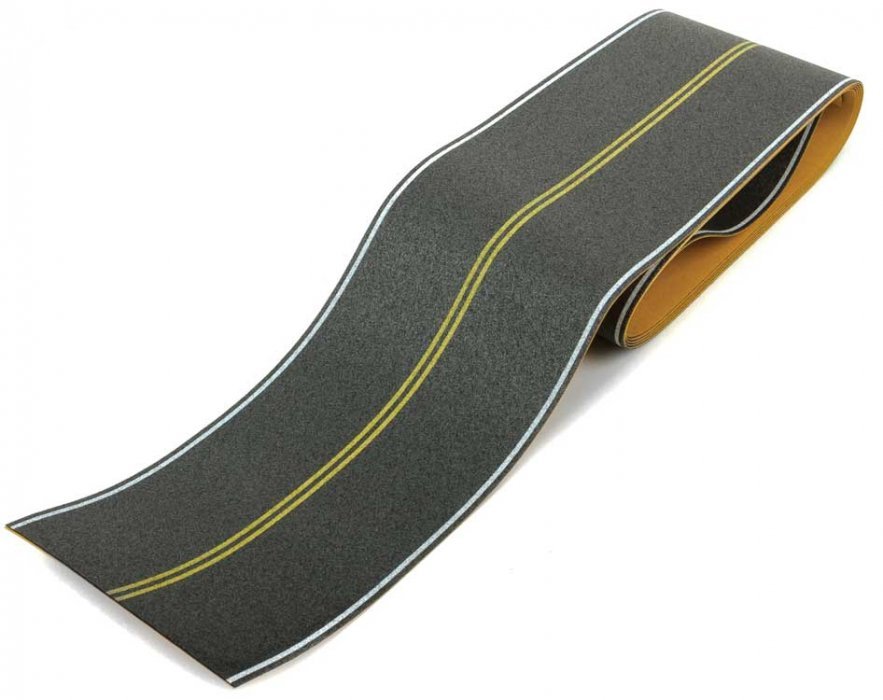 Flexible Self-Adhesive Paved Roadway -- Vintage and Modern No Passing Zone (Double Yellow Ce, HO, Walthers SceneMaster 1252
