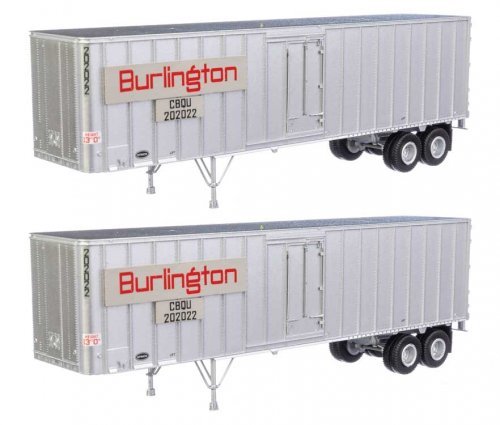 Flexi-Van 40′ Trailer 2-Pack - Assembled -- Chicago, Burlington & Quincy (Large Name Placard, HO, Walthers SceneMaster 2600