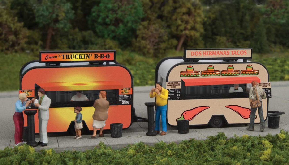 BBQ and Taco Food Trailers -- Kit, HO, Walthers SceneMaster 2904