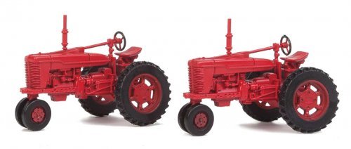 Farm Tractor 2-Pack - Assembled -- Red, HO, Walthers SceneMaster 4160