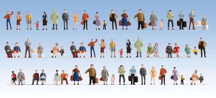 Passengers on the Platform pkg(60), HO, Walthers SceneMaster 6042