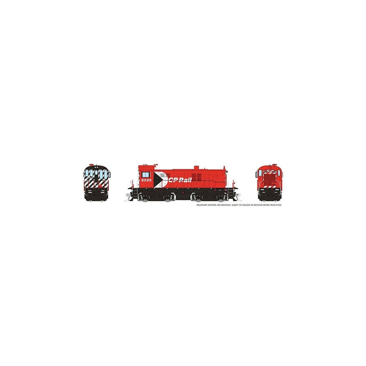MLW S23 - Sound and DCC -- Canadian Pacific 8026 (Action Red, white, 8′ Stripes, Body Multimark), HO, Rapido Trains Inc 36611