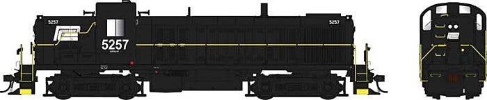 Alco RS3 Phase 1 - Sound and DCC -- Penn Central 5257 (black, white, logo only), HO, Bowser Manufacturing Co. 25615