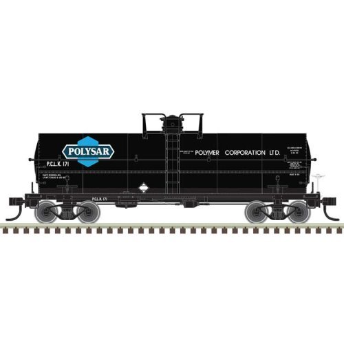 11,000-Gallon Tank Car w/Platform - Ready to Run - Master(R) -- Polysar PCLX 170 (bla, N, Atlas Model Railroad Co. 50006592