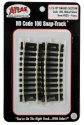Code 100 Curved Snap-Track(R) Nickel-Silver Rail -- 1/3 Section, 18′ Radius (Black Ties) , HO, Atlas Model Railroad Co. 835