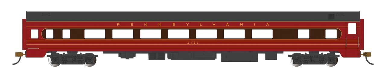 85′ Smooth-Side Coach with Interior Lights - Ready to Run -- Pennsylvania Railroad 1 (Fleet , HO, Bachmann Industries 14211