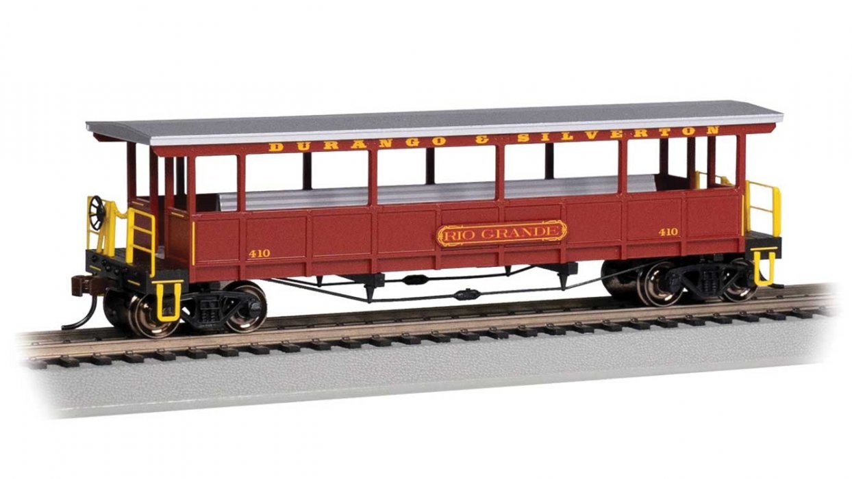 Open-Sided Excursion Car with Seats - Ready-to-Run - Silver Series(R) -- Durango & Silverton, HO, Bachmann Industries 17431