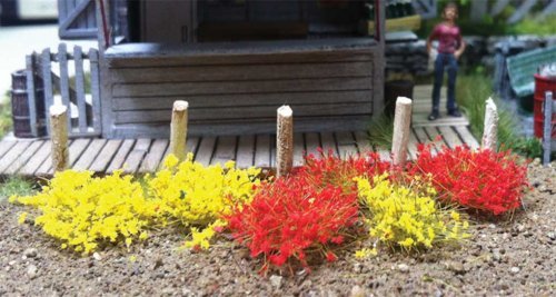 Grass Tufts - SceneScapes(R) -- Yellow, Red 1/4′ .6cm Tall Fibers pkg(100), All Scales, Bachmann Industries 31034