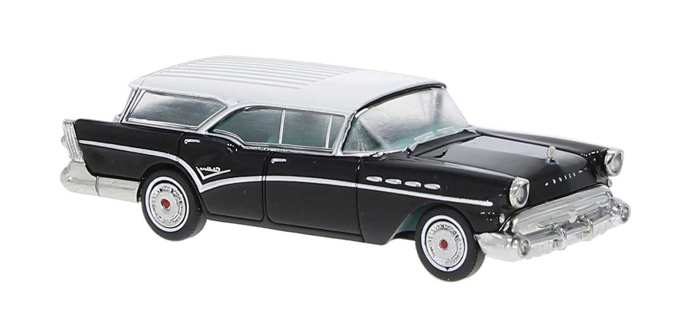 1957 Buick Century Caballero - Assembled -- Black, White, HO, Brekina Automodelle 18177