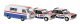 Korsika 78 Race Set - Assembled -- Fiat Service Van, 2 Fiat 131 Abarth (10, 3, white, blue, , HO, Brekina Automodelle 22664