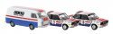 Korsika 78 Race Set - Assembled -- Fiat Service Van, 2 Fiat 131 Abarth (10, 3, white, blue, , HO, Brekina Automodelle 22664