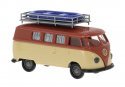 1960 Volkswagen T1b Passenger Van with Roof Rack - Assembled -- Beige, Brown, HO, Brekina Automodelle 31639