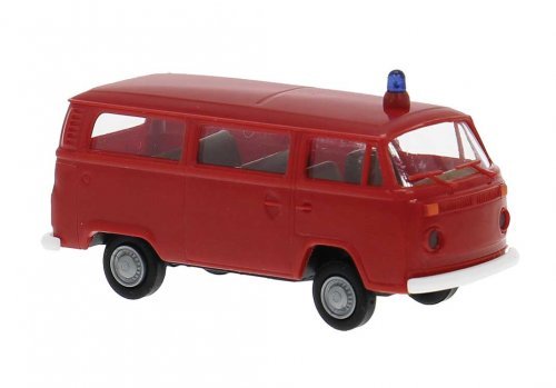 1973-1979 Volkswagen Kombi T2 Passenger Van - Assembled -- Fire Department, Economy (red), HO, Brekina Automodelle 33162