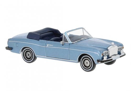 1971 Rolls Royce Corniche Convertible - Assembled -- Top Down (light blue), HO, Brekina Automodelle PCX870513