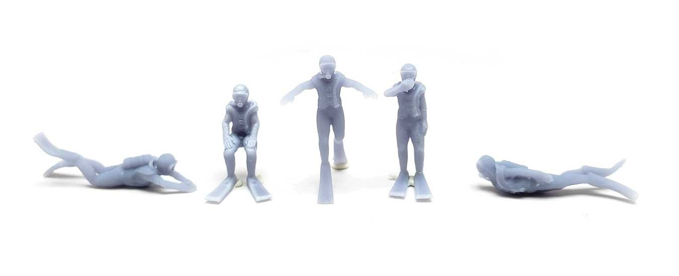 Recreation & Sports -- SCUBA Divers pkg(5), HO, All Scale Miniatures 870993