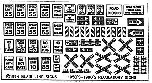 Highway Signs -- Regulatory Signs 1 1950s-Present (black, white), HO, Blair Line 102