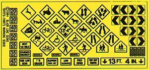 Highway Signs -- Warning 1 1971-Present (black, yellow), HO, Blair Line 105