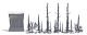 Burnt Forest -- 17 Burnt Trees, 2 Bushes, Branches, Burnt Debris, HO, Busch Gmbh & Co Kg 1854