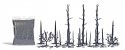 Burnt Forest -- 17 Burnt Trees, 2 Bushes, Branches, Burnt Debris, HO, Busch Gmbh & Co Kg 1854