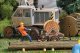 Cable Reel on Trailer with Figure Miniature Scene, HO, Busch Gmbh & Co Kg 7836