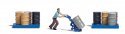 Man with Barrel Cart Miniature Scene -- Man with Barrel Cart, 9 Steel Drums, 2 Barrel Platform, HO, Busch Gmbh & Co Kg 7842