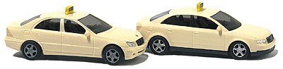 Taxi Set - Assembled -- 1 Each: Audi A4 Sedan & Mercedes-Benz C-Klasse (white), N, Busch Gmbh & Co Kg 8341