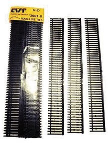 CVT Tie Strip Sampler pkg(6) -- Mainline 9′ Long Ties, HO, Central Valley 20016