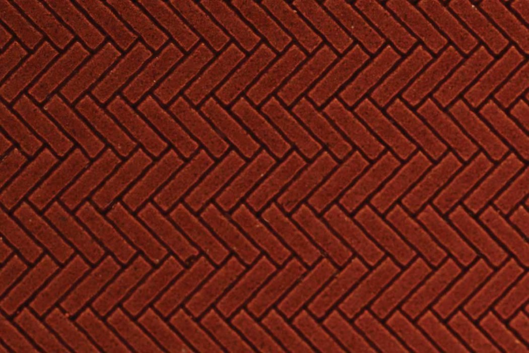 Flexible Herringbone Dark Red Brick Sheet -- Medium for HO Scale: 3/32′ Brick, All Scales, Chooch Enterprises 8663
