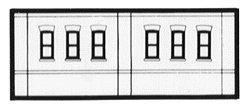 N Scale Modulars System(TM) (Plastic) -- Dock Level Windows pkg(3) 3-1/2′ Wide x 1-13/, N, Design Preservation Models 60102