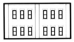 N Scale Modulars System(TM) (Plastic) -- Two-Story 12-Window pkg(3) 3-1/2′ Wide x 1-15, N, Design Preservation Models 60122