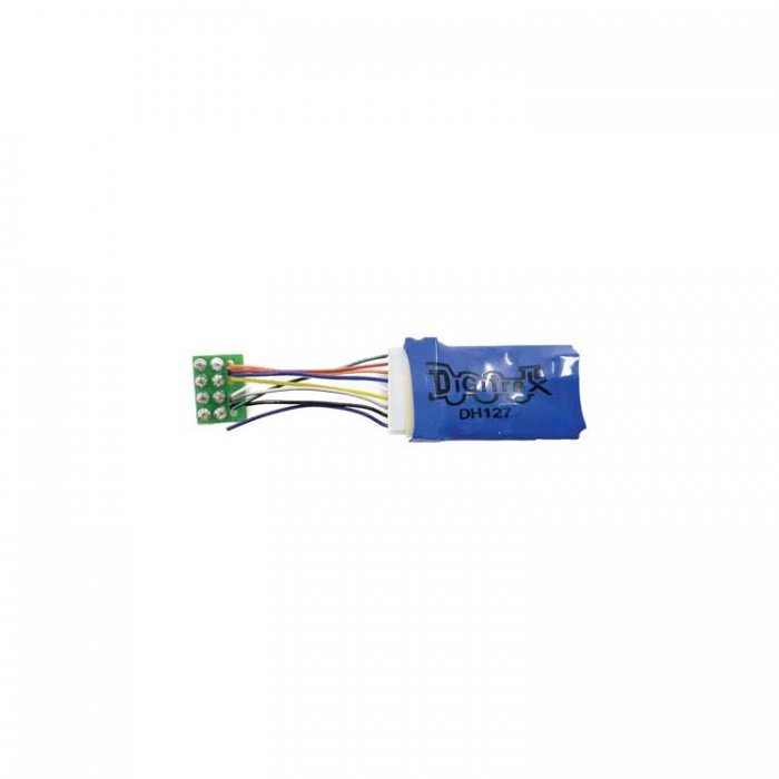 DH127PS Series 7 Mobile DCC Control Decoder -- 8-Pin Med Plug, 9-Pin Socket & PS-Harness 1A/2A, 2 FX7, HO, Digitrax DH127PS