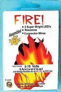 Universal Input -- 18V 3mm LEDs Fire Kit pkg(3), All Scales, Evan Designs U3F