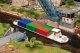 River Freight Boat with Containers - Kit -- Water-Level Kit - Includes Boat & 6 20′ Containers, HO, Faller Gmbh 131013