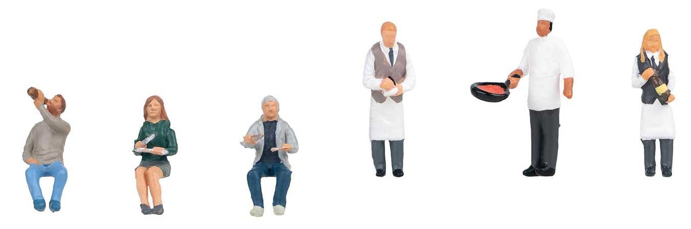 Waiters and Restaurant Visitors -- pkg(6), HO, Faller Gmbh 151704