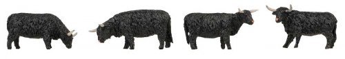 Highland Cattle -- Black pkg(4), HO, Faller Gmbh 151957