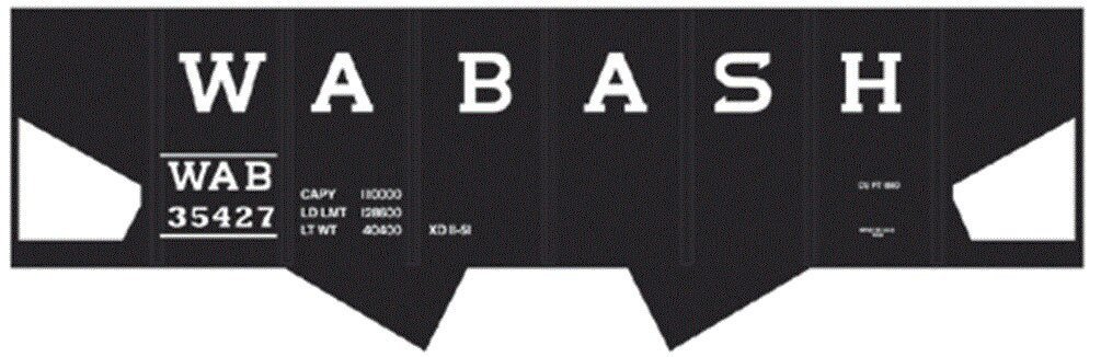Railroad Decal Set -- Wabash USRA 2-Bay Hopper, HO, Tichy Train Group 10027