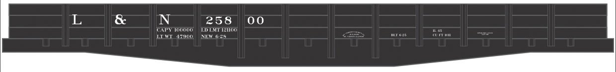 Railroad Decal Set -- Louisville & Nashville 45′ Wood Gondola (black), N, Tichy Train Group 10238N