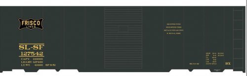 Railroad Decal Set -- St. Louis-San Francisco 40′ Steel Boxcar (Pullman Green, Frisco Logo), N, Tichy Train Group 10298N